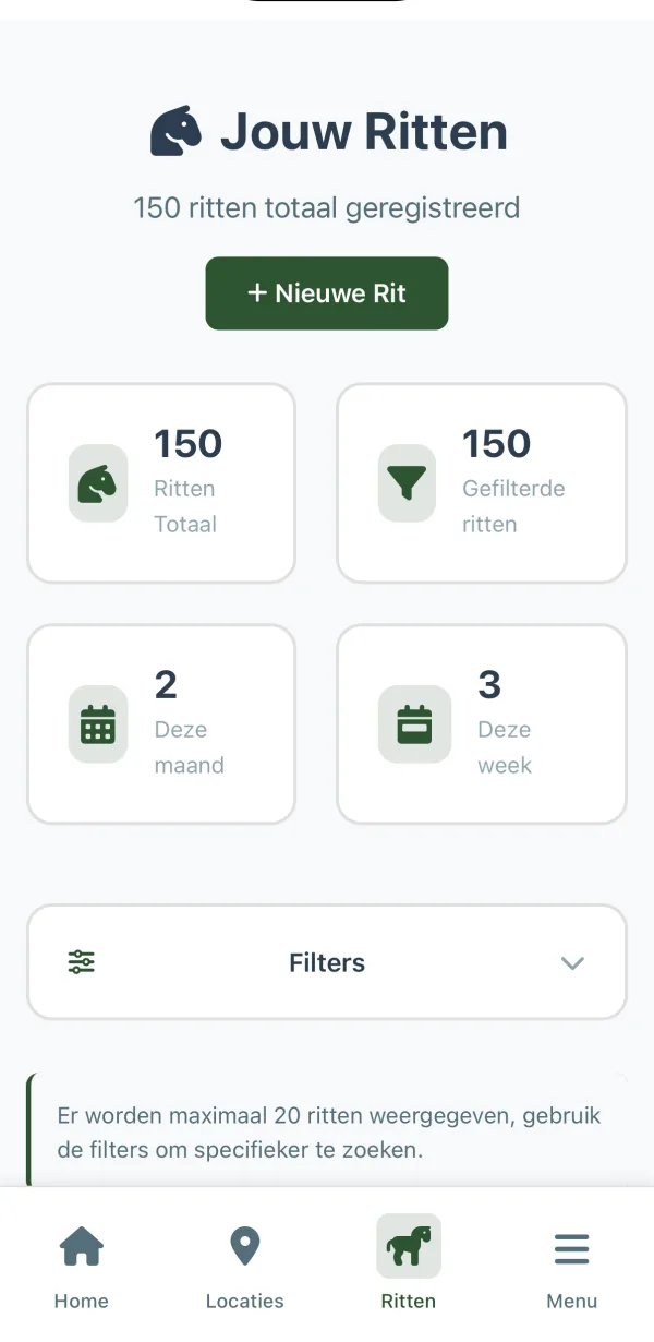 Overzicht van je ritten in de app